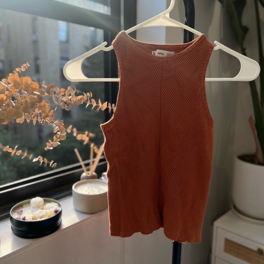 NWOT Terracotta patterned knit short sleeve crop top